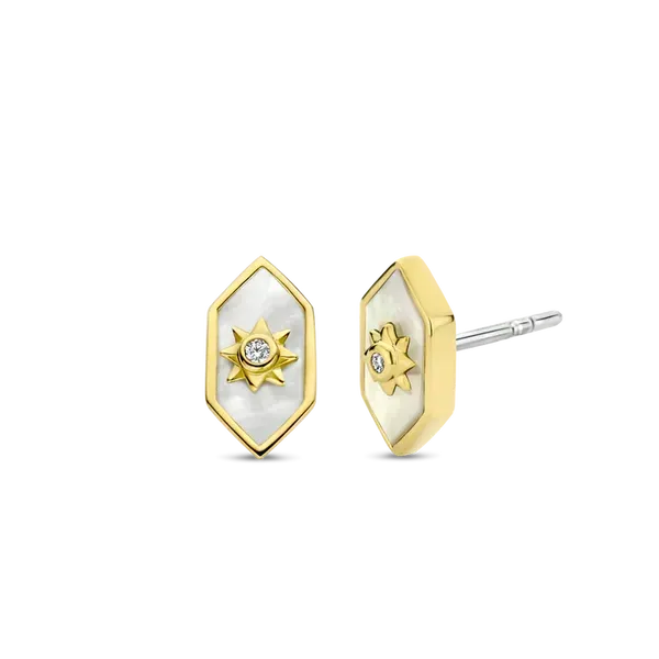 Two Tone Mother of Pearl CZ Earrings similar item image
