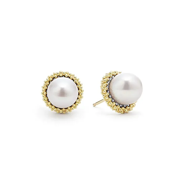 18K Gold Caviar Pearl Stud Earrings thumb image 1