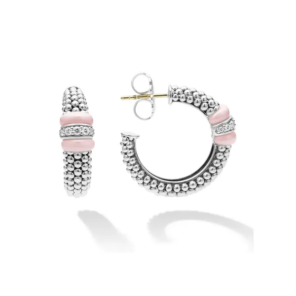 Ceramic Caviar Diamond Hoop Earrings Baxter's Fine Jewelry Warwick, RI