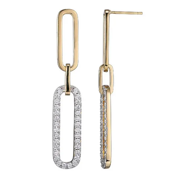 Gold Plated CZ Paperclip Drop Earrings Baxter's Fine Jewelry Warwick, RI