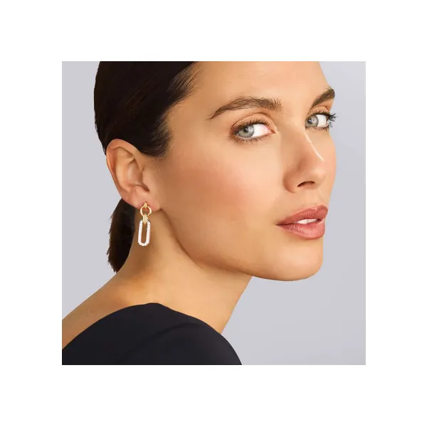 Two-Tone Link Diamond Drop Earrings thumb image 2