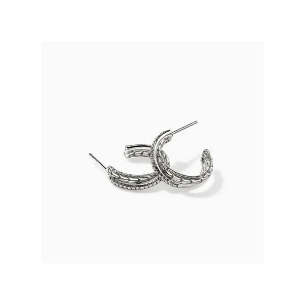 JH Essential Pavé Crossover Earring, Sterling Silver, Diamonds, 20.5MM Image 2 Baxter's Fine Jewelry Warwick, RI