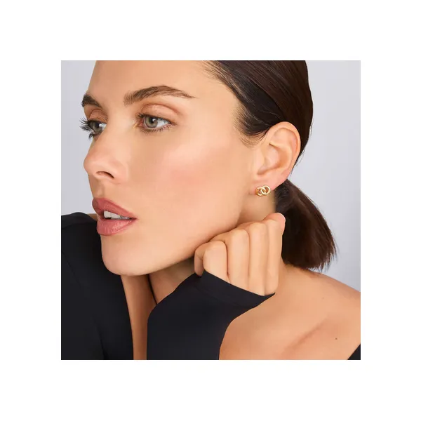 Two-Tone Interlocking Stud Earrings thumb image 2
