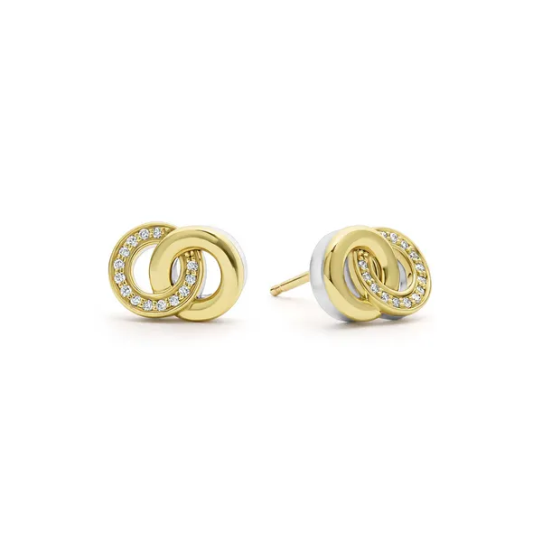 Two-Tone Interlocking Diamond Stud Earrings thumb image 1