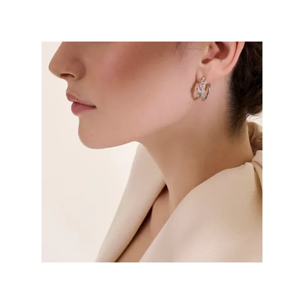 Spear Hoop Earring, Silver, Diamonds, Small thumb image 2