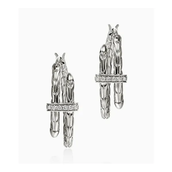 Spear Hoop Earring, Silver, Diamonds, Small similar item image