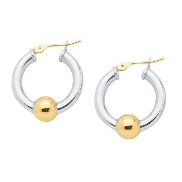 Two Tone Single Bead Cape Cod Hoop Earrings Baxter's Fine Jewelry Warwick, RI