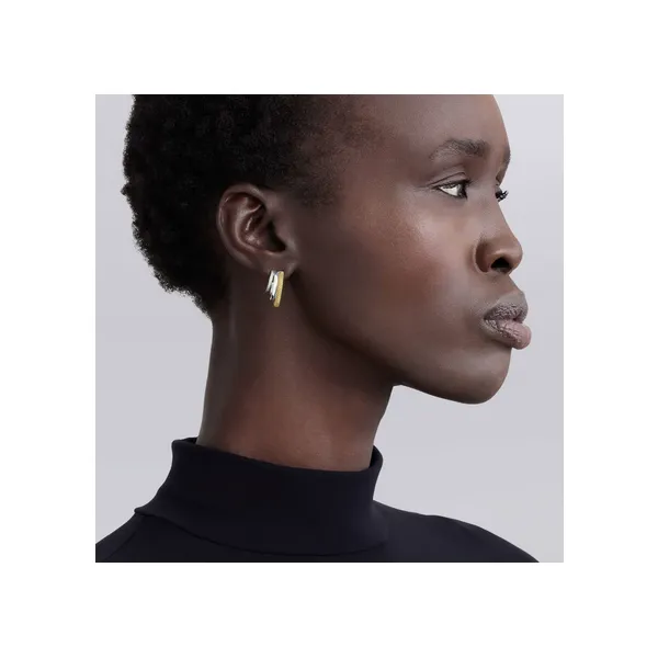 Two-Tone Three Ring Diamond Hoop Earrings