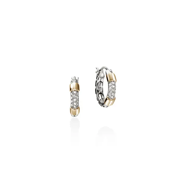 JH Essentials 14K Gold & Silver Diamond Pave Hoops Baxter's Fine Jewelry Warwick, RI