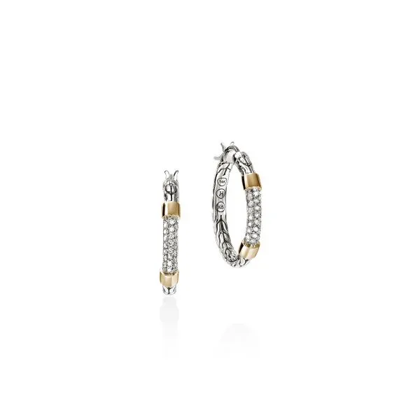 JH Essentials 14K Gold & Silver Diamond Pave Hoops Baxter's Fine Jewelry Warwick, RI