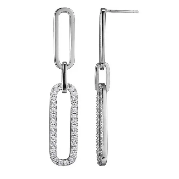 Sterling Silver Paperclip Earrings with CZ Baxter's Fine Jewelry Warwick, RI