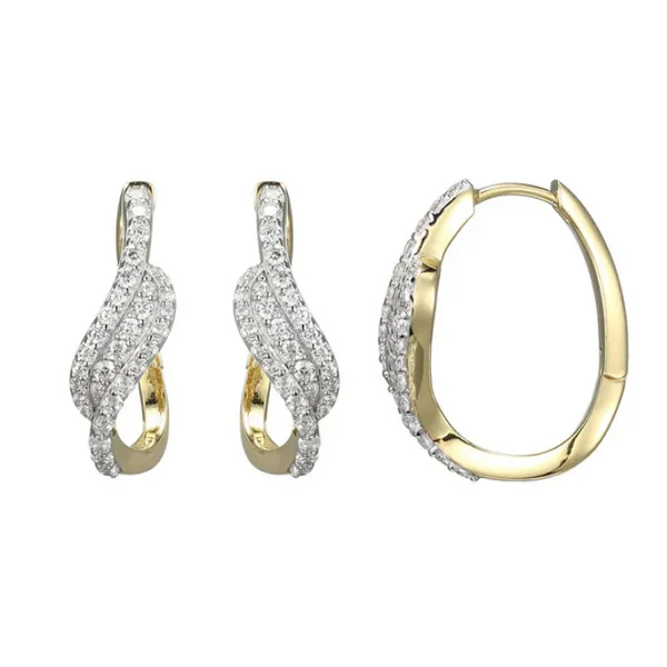 Sterling Silver Yellow Gold Plated CZ Hoops Baxter's Fine Jewelry Warwick, RI