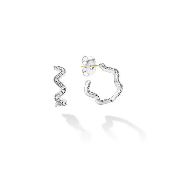 Wave Diamond Hoop Earrings thumb image 1