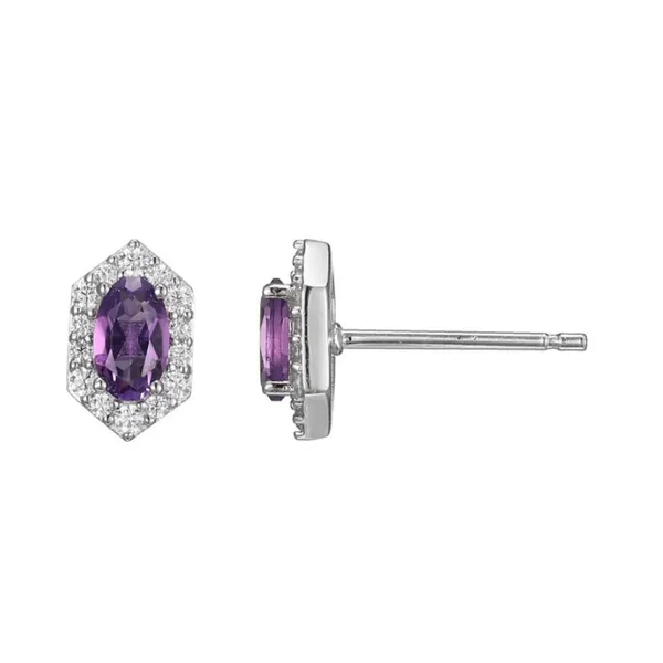 Sterling Silver Amethyst CZ Stud Earrings Baxter's Fine Jewelry Warwick, RI