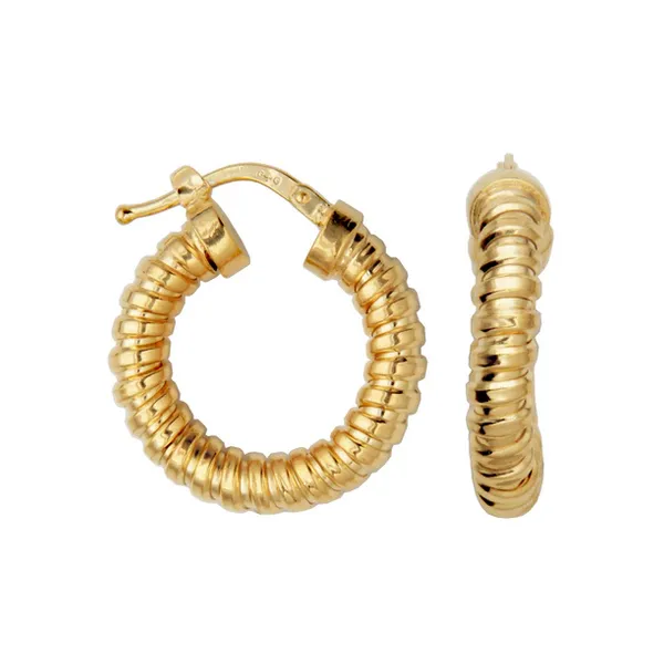 Sterling Silver Yellow Gold Plated Tubugas Hoops Baxter's Fine Jewelry Warwick, RI