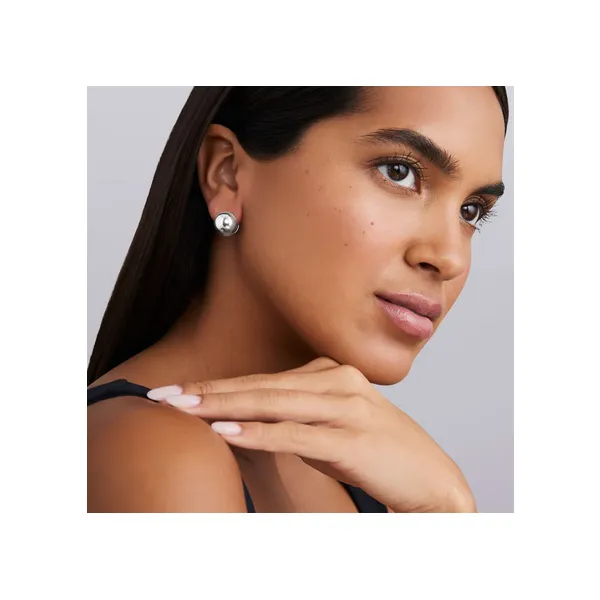 Silver Round Huggie Earrings