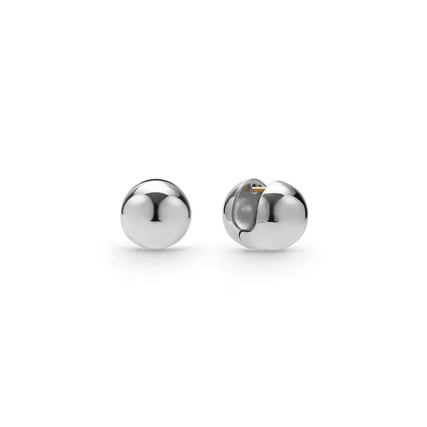 Silver Round Huggie Earrings