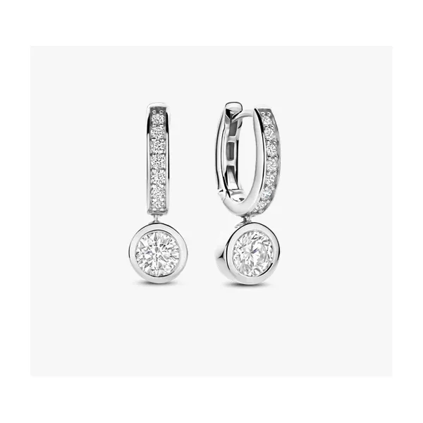 Round CZ Bezel Drop Earrings Baxter's Fine Jewelry Warwick, RI