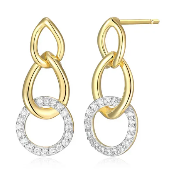 Yellow Gold Plated CZ Drop Earrings Baxter's Fine Jewelry Warwick, RI