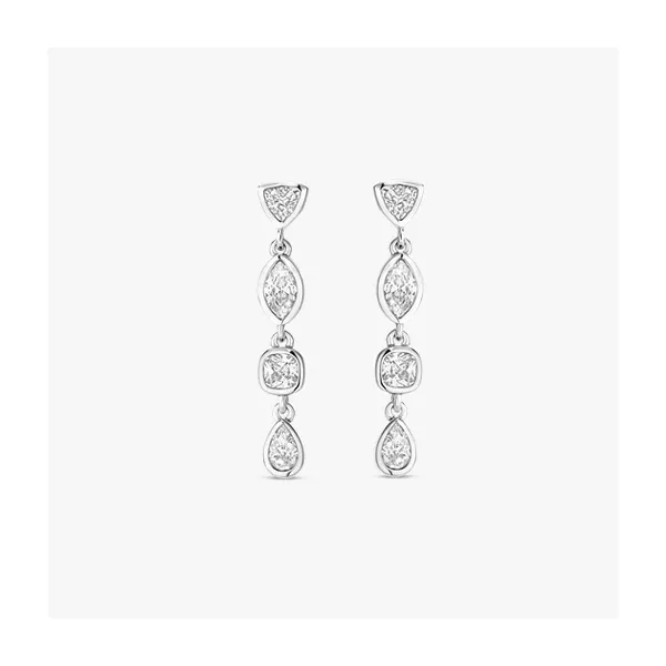 Sterling Silver Mixed Cut CZ Dangle Earrings Baxter's Fine Jewelry Warwick, RI