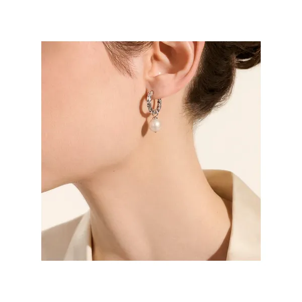 Essential Pearl Hoop Earrings Image 2 Baxter's Fine Jewelry Warwick, RI