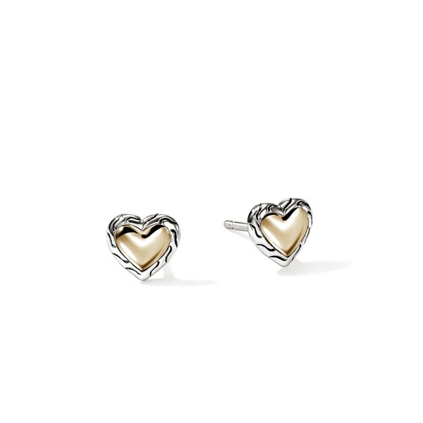 Two Tone Jh Essential Heart Stud Earrings Baxter's Fine Jewelry Warwick, RI