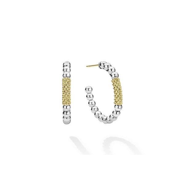 Two-Tone Caviar Gold Bar Hoop Earrings Baxter's Fine Jewelry Warwick, RI