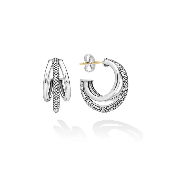 Sterling Silver Three Hoop Huggie Earrings Baxter's Fine Jewelry Warwick, RI