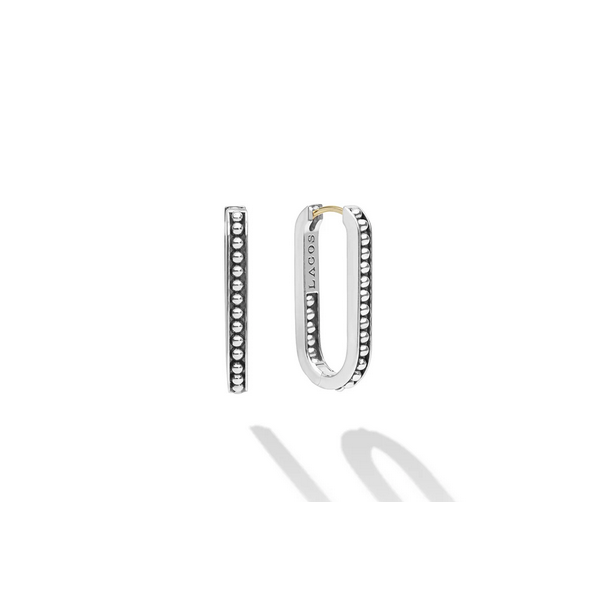 Sterling Silver Beaded Linear Hoop Earrings Baxter's Fine Jewelry Warwick, RI