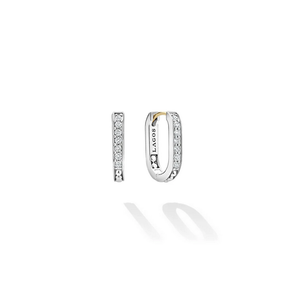 Silver Linear Diamond Hoop Earrings Baxter's Fine Jewelry Warwick, RI
