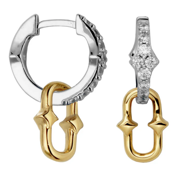 Sterling Silver and Yellow Gold Plated CZ Drop Earrings Baxter's Fine Jewelry Warwick, RI