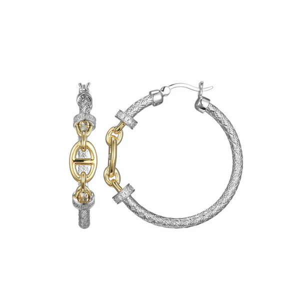 Sterling Silver Yellow Gold Plated CZ Hoops Baxter's Fine Jewelry Warwick, RI