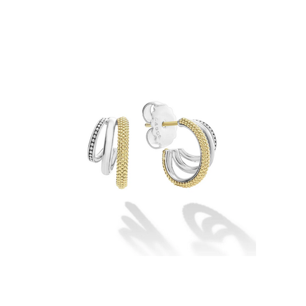 Two-Tone Three Ring Hoop Earrings Baxter's Fine Jewelry Warwick, RI
