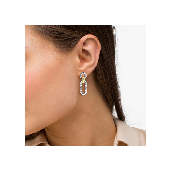 Two Tone Link Drop Earrings Image 2 Baxter's Fine Jewelry Warwick, RI