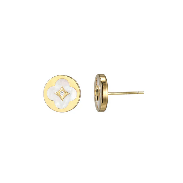 Clover Mother-of-Pearl Disc Stud Earrings Baxter's Fine Jewelry Warwick, RI