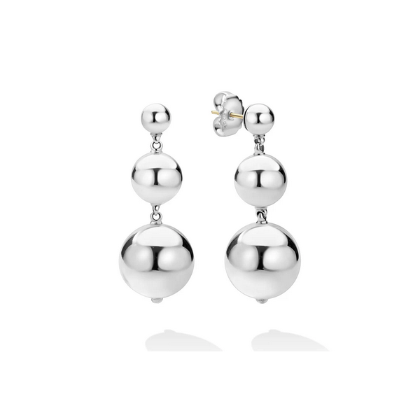 Silver Triple Beaded Drop Earrings Baxter's Fine Jewelry Warwick, RI