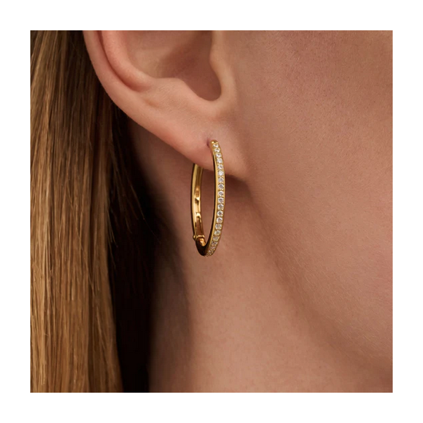 Gold Plated 25mm CZ Oval Hoops Image 2 Baxter's Fine Jewelry Warwick, RI