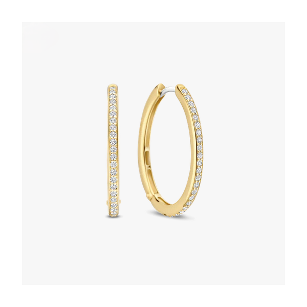 Gold Plated 25mm CZ Oval Hoops Baxter's Fine Jewelry Warwick, RI