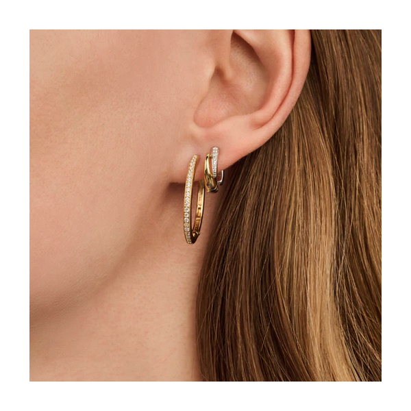 Two Tone CZ Layered Huggies Image 2 Baxter's Fine Jewelry Warwick, RI