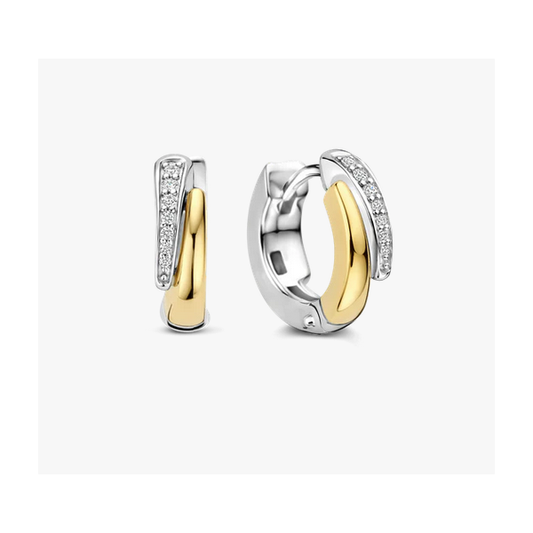 Two Tone CZ Layered Huggies Baxter's Fine Jewelry Warwick, RI