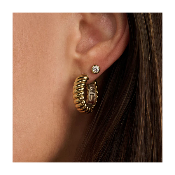 Two Tone Classic Round CZ Bezel Studs Image 2 Baxter's Fine Jewelry Warwick, RI