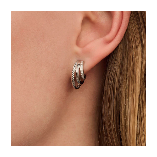 Zirconia Structure Earrings Image 2 Baxter's Fine Jewelry Warwick, RI