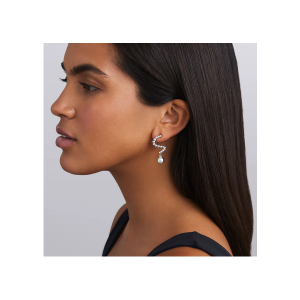 Silver Beaded Statement Drop Earrings Image 2 Baxter's Fine Jewelry Warwick, RI