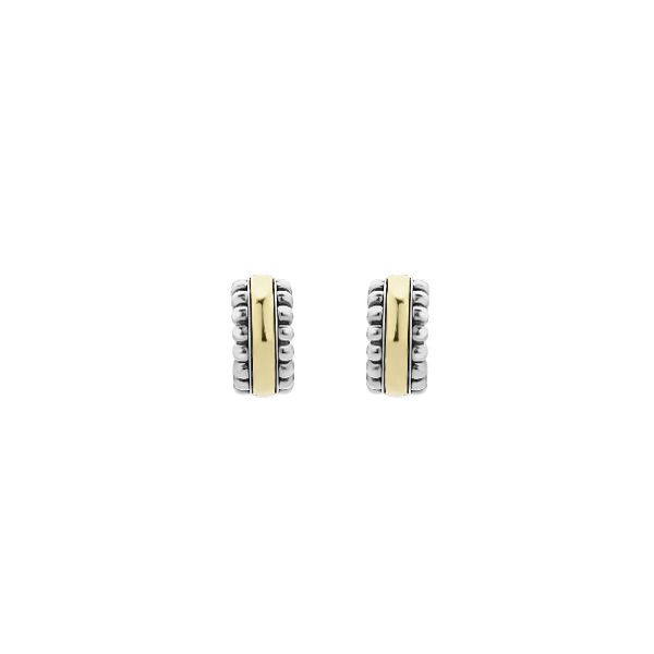 Two-Tone Flute Huggie Earrings Image 2 Baxter's Fine Jewelry Warwick, RI