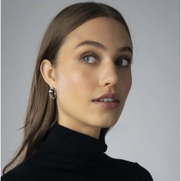 Caviar Hoops with Diamond Accent Image 3 Baxter's Fine Jewelry Warwick, RI