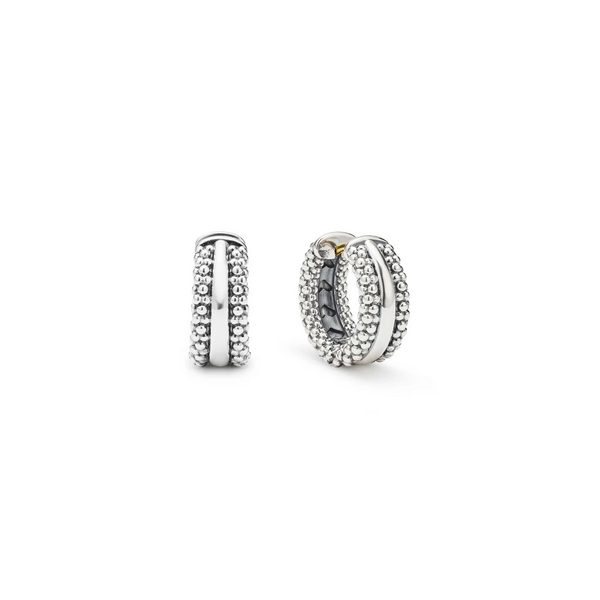 Silver Caviar Beaded Huggie Earrings Baxter's Fine Jewelry Warwick, RI