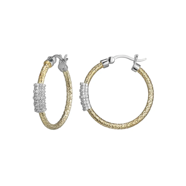 Sterling Silver and Gold Plated CZ Hoop Earrings Baxter's Fine Jewelry Warwick, RI