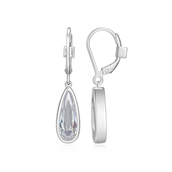 Sterling Silver CZ Pear Shaped Drop Earrings Baxter's Fine Jewelry Warwick, RI