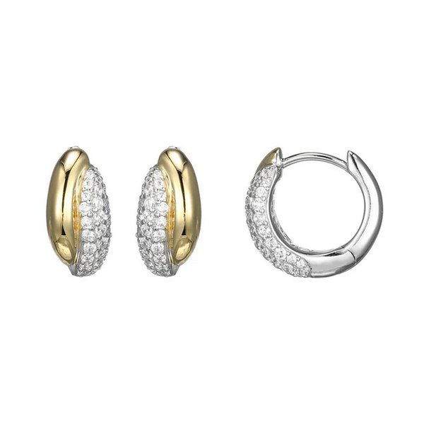 Two-Tone Pave CZ Huggies Baxter's Fine Jewelry Warwick, RI