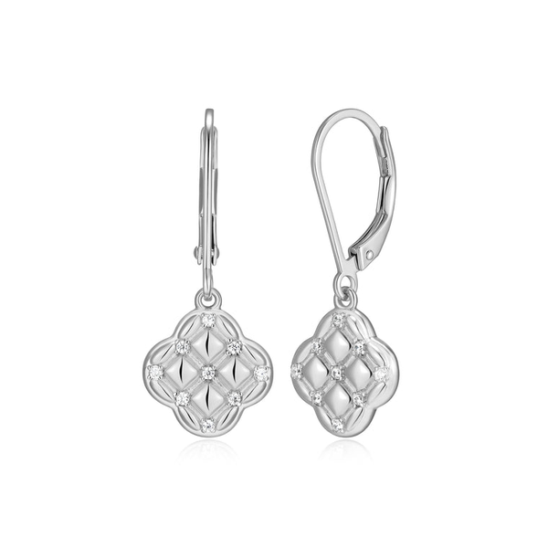 Quilted Clover Leverback CZ Earrings Baxter's Fine Jewelry Warwick, RI